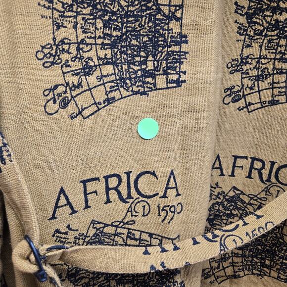 VTG Ashro Africa Map Print Vest sz M Brown Black 100% Cotton Back Adj Belt - Picture 11 of 15